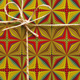 Papel De Presente Boêmia Hippie Red Yellow Vintage, Etnia Tribal