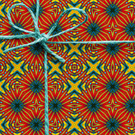 Papel De Presente Boêmia Hippie Vermelho Azul Amarelo Legal Tribal