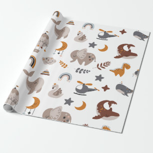 Papel De Presente Bohemian Animal Celestial Boho Dreamare Stars Moon