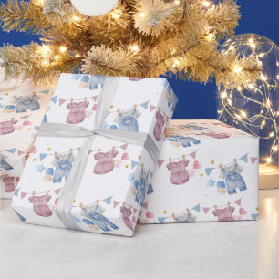 Papel De Presente Boho Baby Clotheline Gênero Revelação