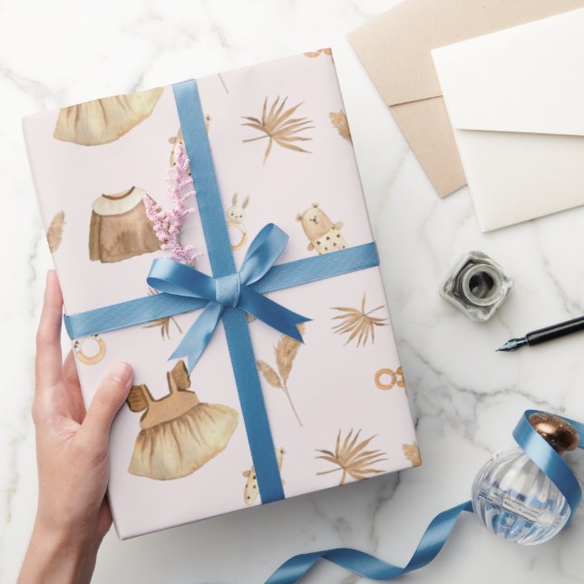 Papel De Presente Boho Baby Vress Rattle Pink (Presentear)