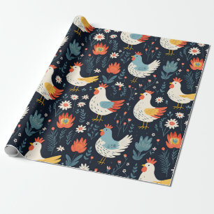 Papel De Presente Boho Birthday Holiday Chicken Matte