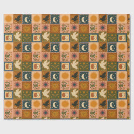 Papel De Presente Boho Celestial | Sol e Lua Retrospectiva