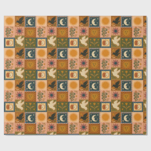 Papel De Presente Boho Celestial   Sol e Lua Retrospectiva