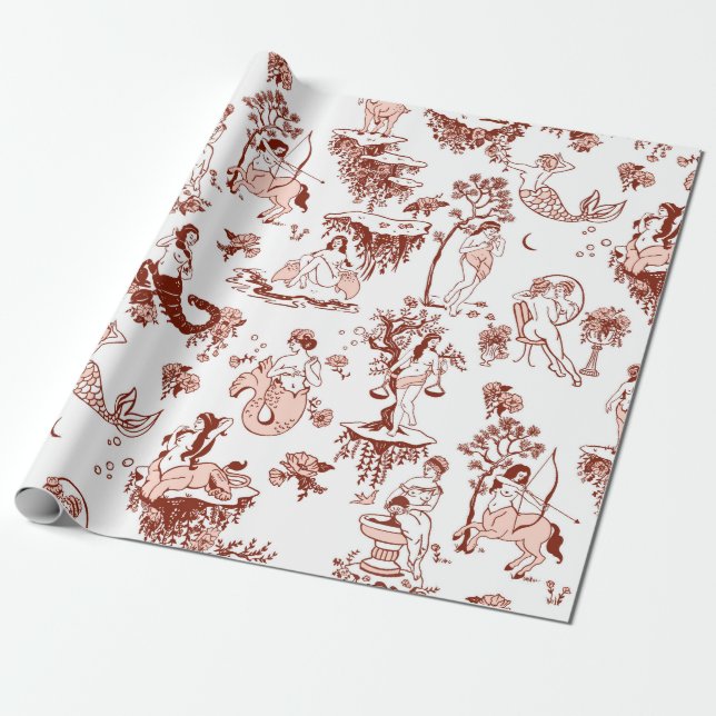 Papel De Presente Boho Chic Sinal Zodiac Toile Patterno Astrologia P (Desenrolado)