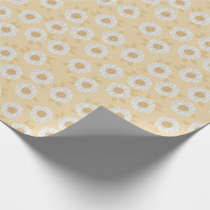 Papel De Presente Boho Daisy Yellow Floral Chá de fraldas