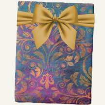 Boho damask elegante azul roxo