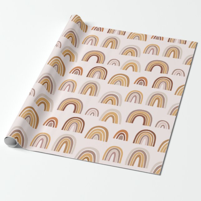 Papel De Presente Boho Desert Rainbow Abstrato Arch Pattern Taupe (Desenrolado)