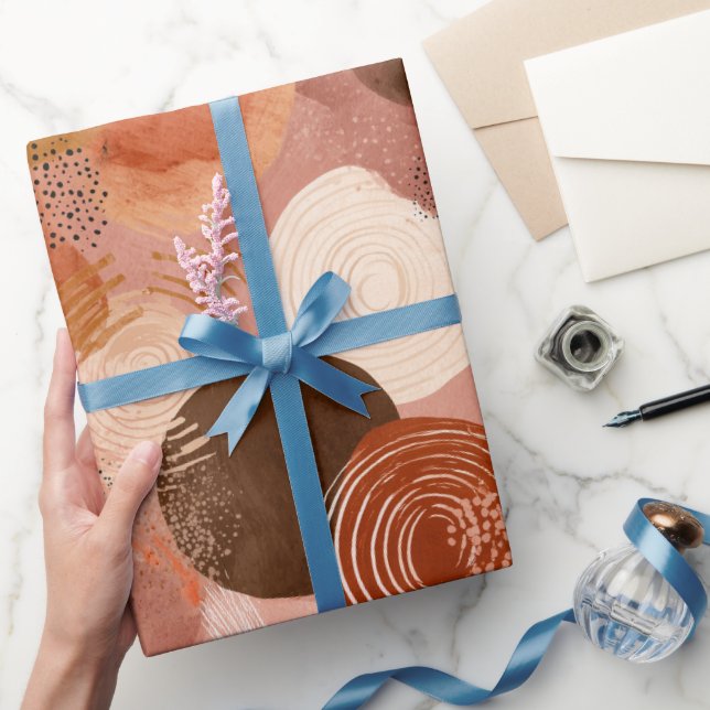Papel De Presente Boho Earth Tones Terracotta Abstract Pattern (Presentear)