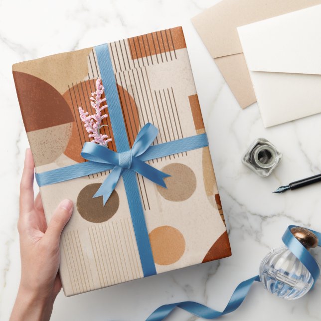 Papel De Presente Boho Earth Tones Terracotta Geometric Pattern (Presentear)