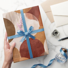 Papel De Presente Boho Earth Tones Terracotta Geometric Pattern