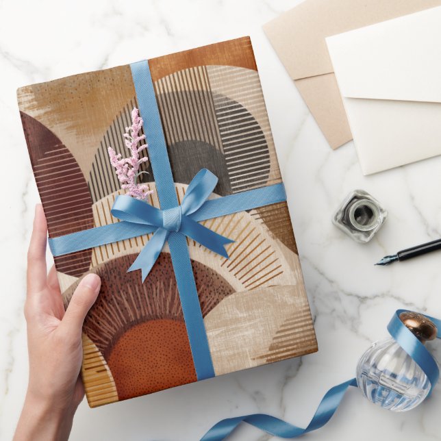 Papel De Presente Boho Earth Tones Terracotta Geometric Pattern (Presentear)