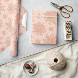 Papel De Presente Boho Elegante Peach Orange Floral