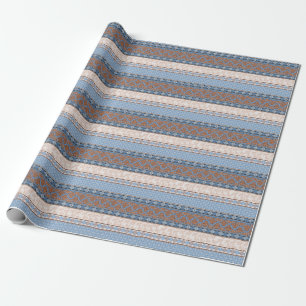 Papel De Presente Boho Floral Stripes: Coleção Étnica Sem Costura