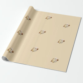 Papel De Presente Boho Floral Wrapping Paper Beige