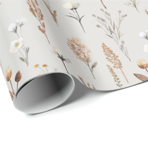 Papel De Presente Boho flores silvestres rustico