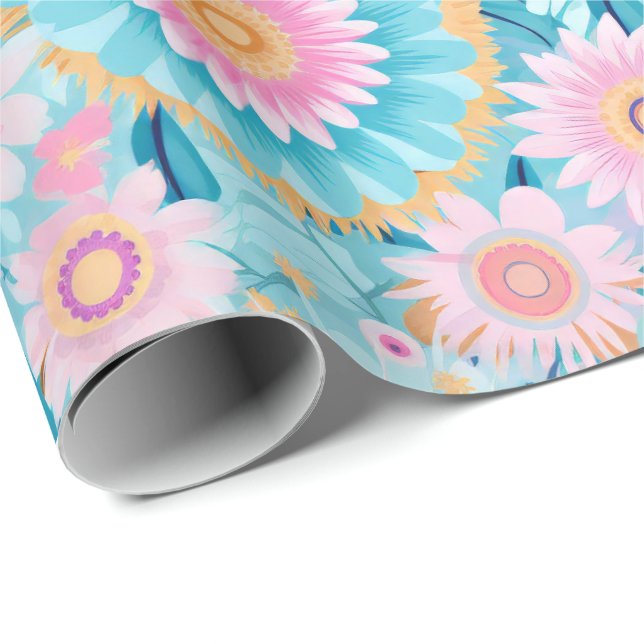 Papel De Presente Boho fofo pastel (Ponta do rolo)