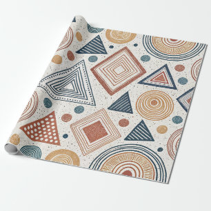 Papel De Presente Boho Geométrico Abstrato Shapes Terracotta