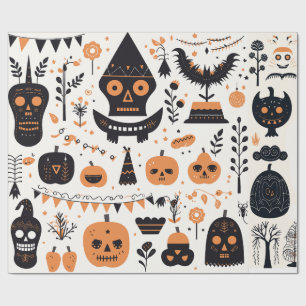 Papel De Presente Boho Halloween - Festa de Festa Gelada