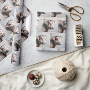 Papel De Presente Boho Highland Cow Baby's Breath Crown