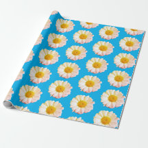Boho Large Daisy Pattern on Blue Wrapper Paper (Pa