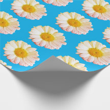 Boho Large Daisy Pattern on Blue Wrapper Paper (Pa