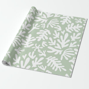 Papel De Presente Boho Matisse Botanical Shapes Sage Natal Verde