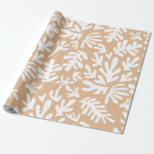 Papel De Presente Boho Matisse Formas Botânicas Dourado Natal