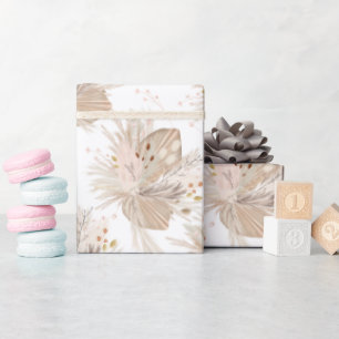 Papel De Presente Boho pampas grama seca padrão de aquarela deserto