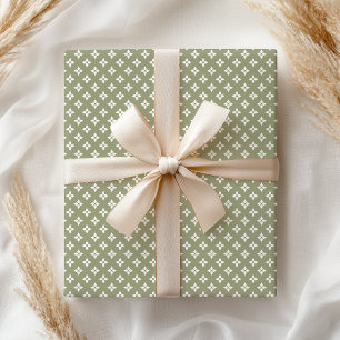 Papel De Presente Boho Pastel Feminino Moderno Geométrico Verde