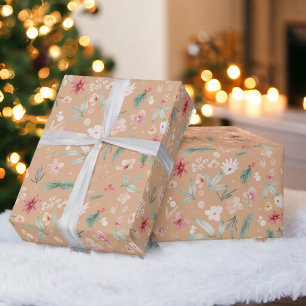 Papel De Presente Boho Soft Watercolor Floral