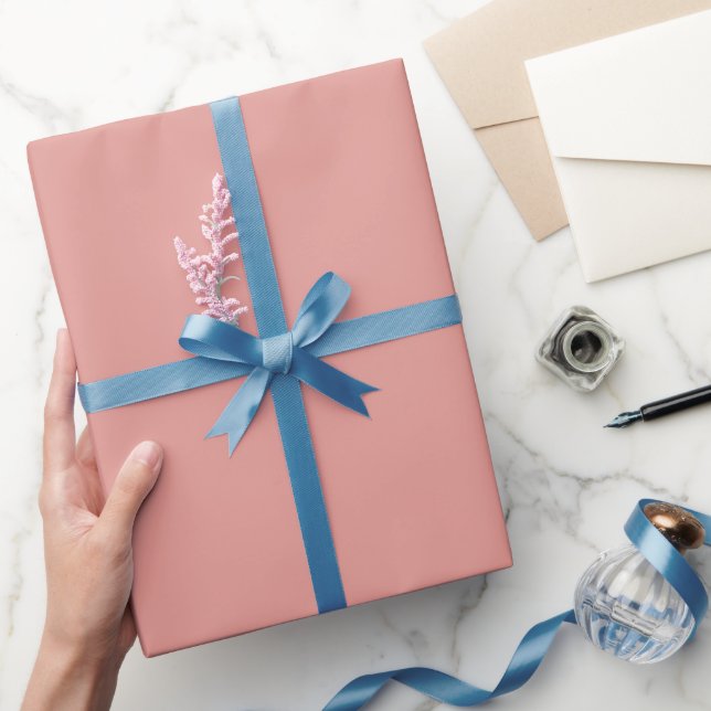 Papel De Presente Boho Solid Pink #E49992 Wrapping Paper (Presentear)