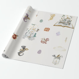 Papel De Presente Boho Storybook Dragon Baby Shower