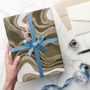 Papel De Presente Boho Terra Marrom Oliva Padrão Abstrato Orgânico