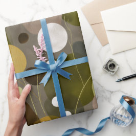 Papel De Presente Boho Terra Marrom Oliva Padrão Abstrato Orgânico