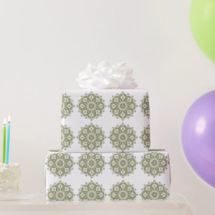 Papel De Presente Boho Verde Sage Mandala