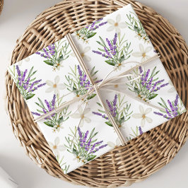 Papel De Presente Boho Watercolor Lavanda floral Casamento