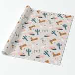 Papel De Presente Boho Western Christmas - Beige<br><div class="desc">Belo padrão de boho com elementos ocidentais divertidos no estilo de Natal. Cor rosa rosa,  verde escuro,  ocre e branca em fundo bege.</div>