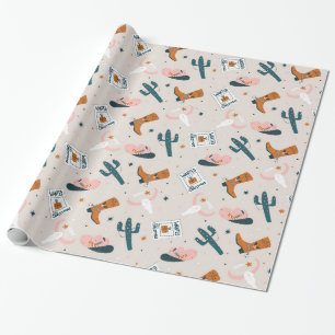 Papel De Presente Boho Western Christmas - Beige
