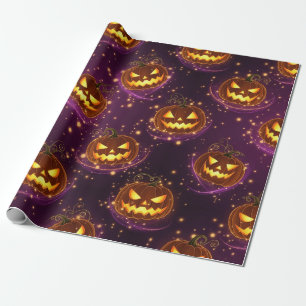 Papel De Presente Bokeh Halloween Abóbora Iluminada (2)