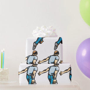 Papel De Presente Bola de Atiramento do Jogador da Boliche Retroativ