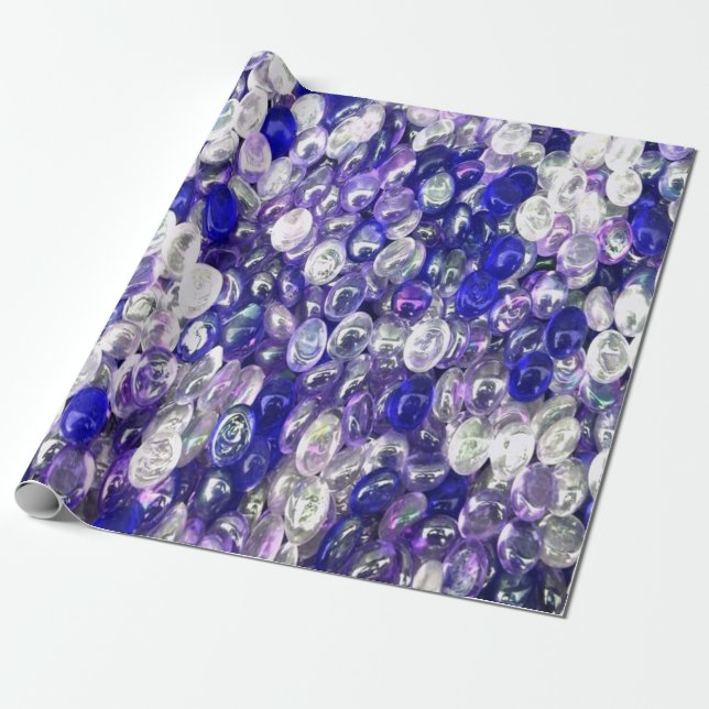 Papel De Presente Bola de cristais de vidro azul e transparente (Desenrolado)