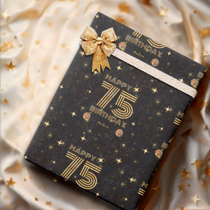 Papel De Presente Bola de Dança Black Gold Disco 75º Aniversário Fel