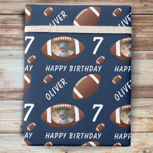 Papel De Presente Bola de Futebol Americano Feliz Aniversário Foto A