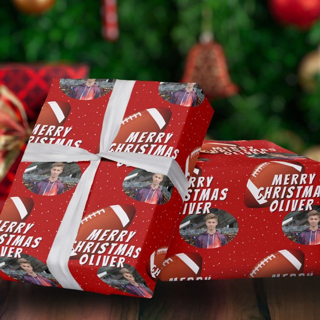 Papel De Presente Bola de Futebol Americano Feliz Natal Foto  (Criador carregado)