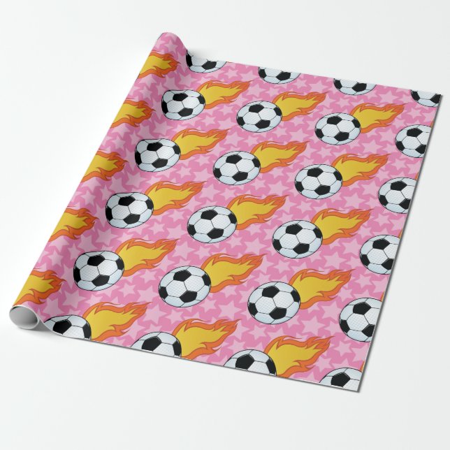 Papel De Presente Bola de Futebol com Chamada Personalizável (Desenrolado)