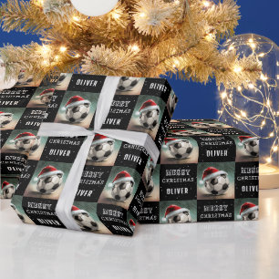 Papel De Presente Bola de futebol com o Natal divertido