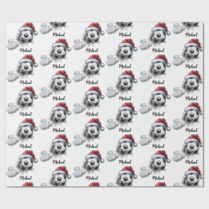 Papel De Presente Bola de Futebol de Natal Personalizada Alegre Papa