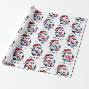 Papel De Presente Bola de Futebol do Natal Personalizada Papai Noel