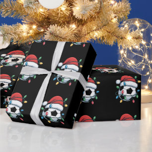 Papel De Presente Bola de Futebol do Papai Noel Esportes Natal Jogad